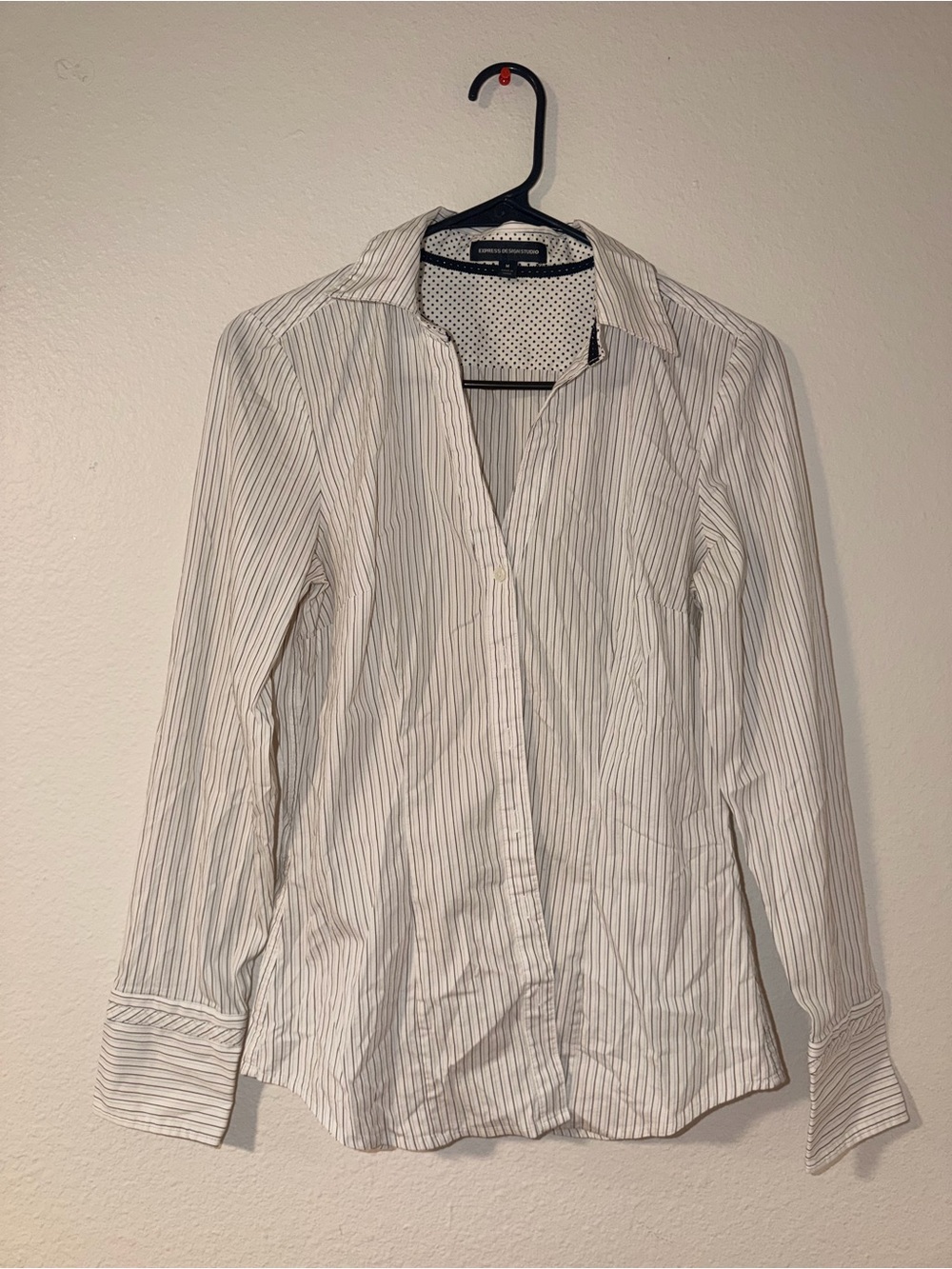Express White Blouse with Black Polka Dots